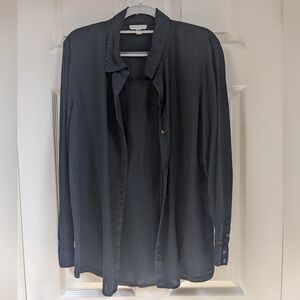 Eileen Fisher Black Collared Blouse